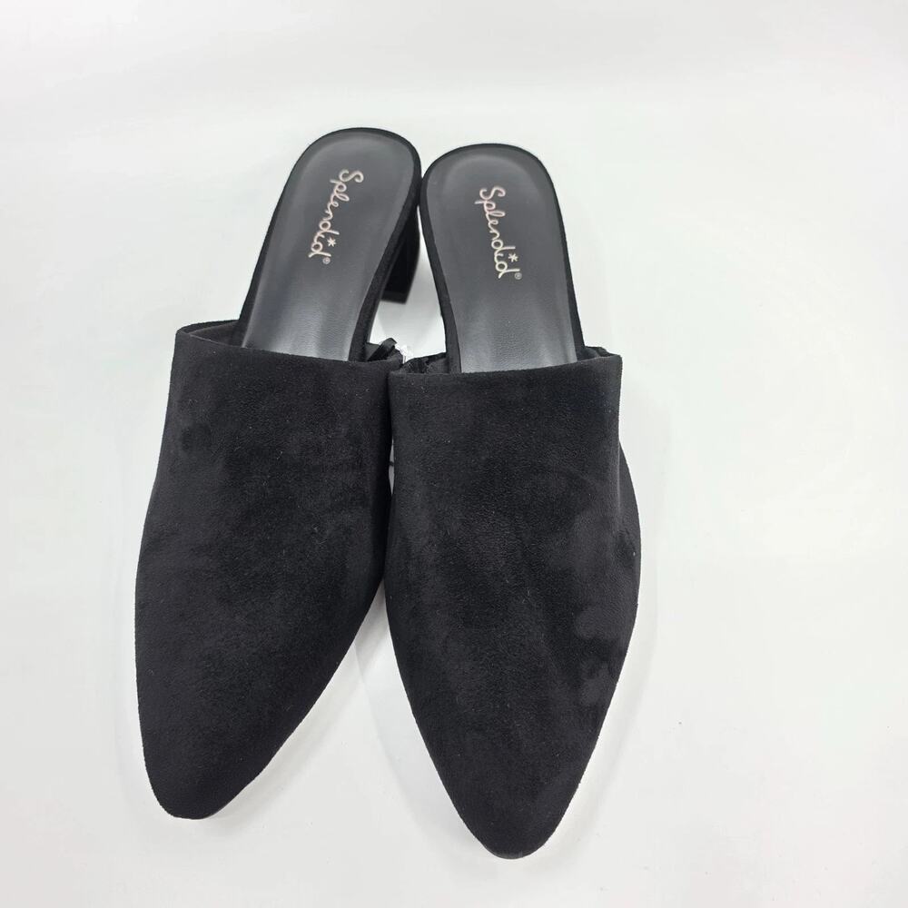 Splendid Black Suede Pointed-Toe Mule Heels